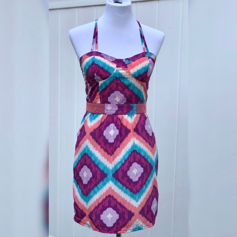 Gorgeous Ikat vibrant pattern dress WITH POCKETS!